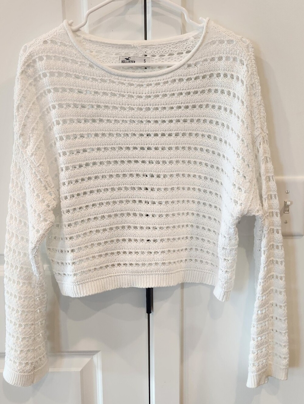 Hollister White Open-Weave Knit Top